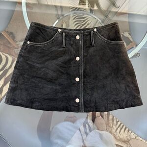 Hugo Buscati Black Suede Button-Front Mini Skirt